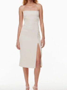 Aritzia Babaton Success Dress Squareneck Midi Dress Matte Pearl Size 6